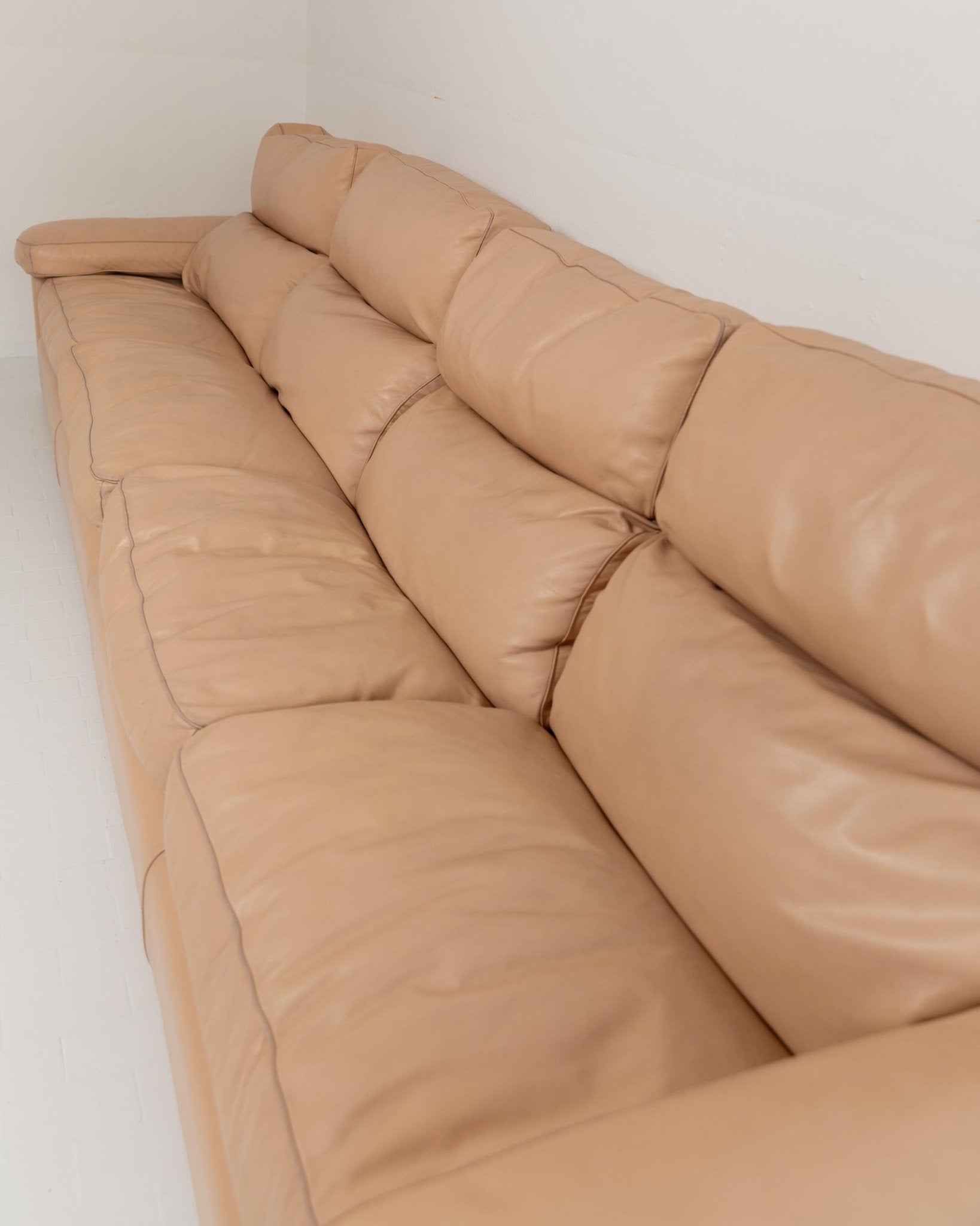 Vintage 1970s Leather Sofa, 4 - 6 Seater, Blush Colour, by Tito Agnoli for Poltrona Frau, Model Petronio, Luxury Furniture, Module Part Sofa_Bottega Jacobs
