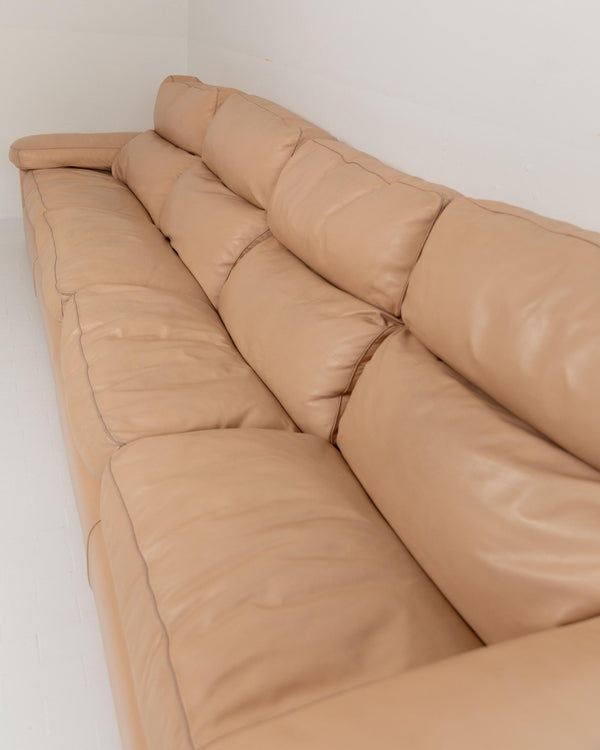 Vintage 1970s Leather Sofa, 4 - 6 Seater, Blush Colour, by Tito Agnoli for Poltrona Frau, Model Petronio, Luxury Furniture, Module Part Sofa_Bottega Jacobs