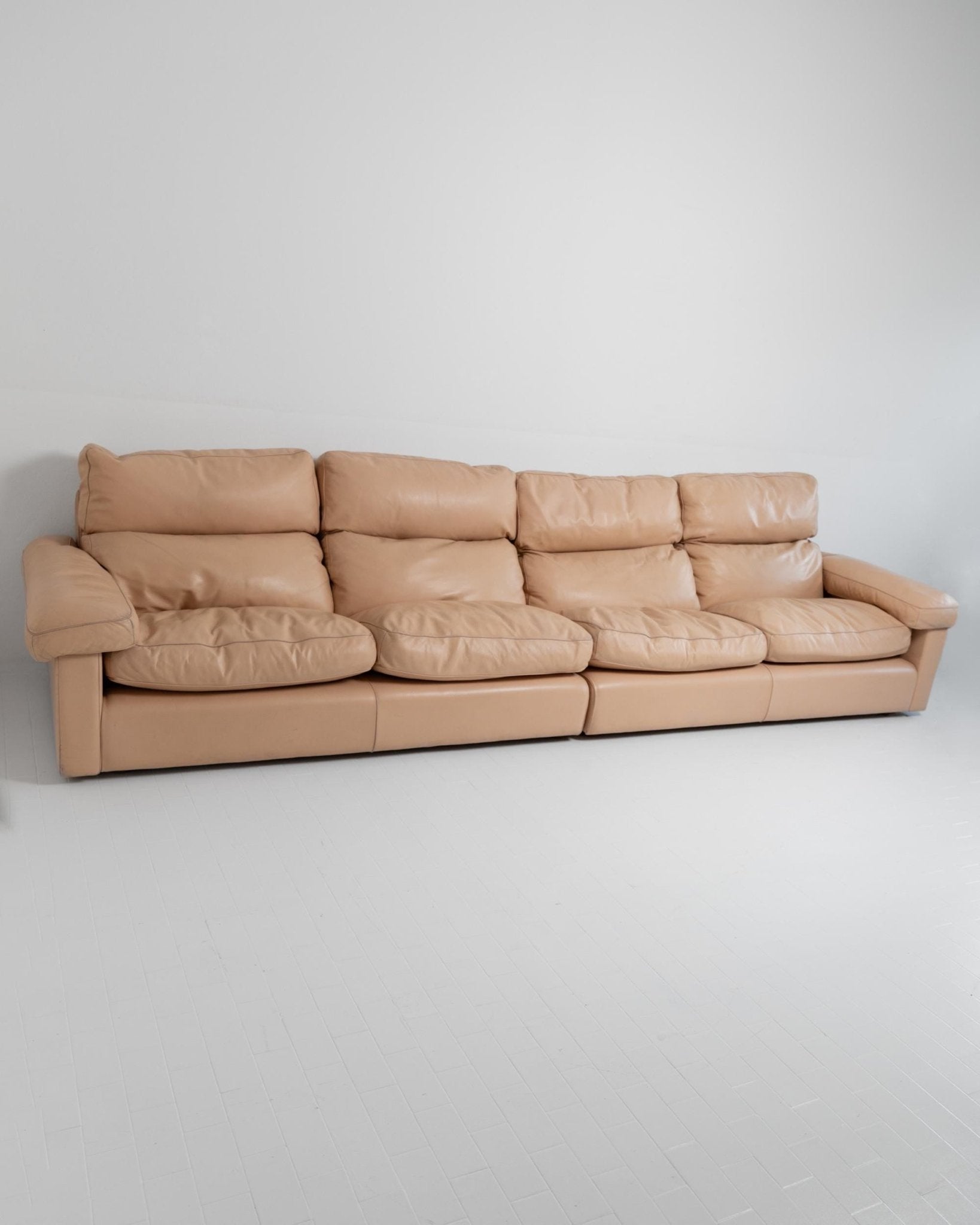 Vintage 1970s Leather Sofa, 4 - 6 Seater, Blush Colour, by Tito Agnoli for Poltrona Frau, Model Petronio, Luxury Furniture, Module Part Sofa_Bottega Jacobs