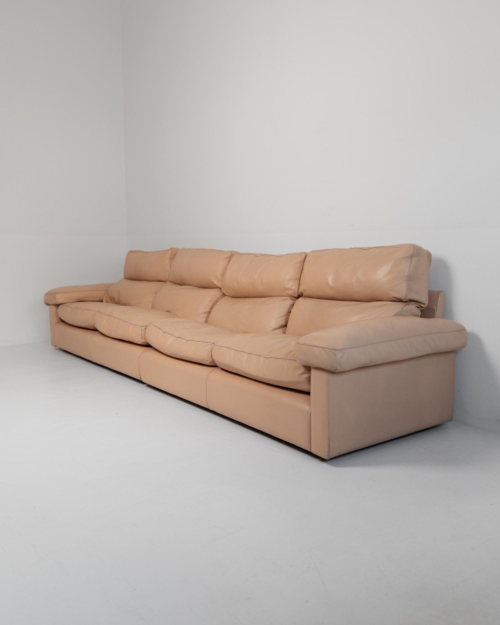 Vintage 1970s Leather Sofa, 4 - 6 Seater, Blush Colour, by Tito Agnoli for Poltrona Frau, Model Petronio, Luxury Furniture, Module Part Sofa_Bottega Jacobs