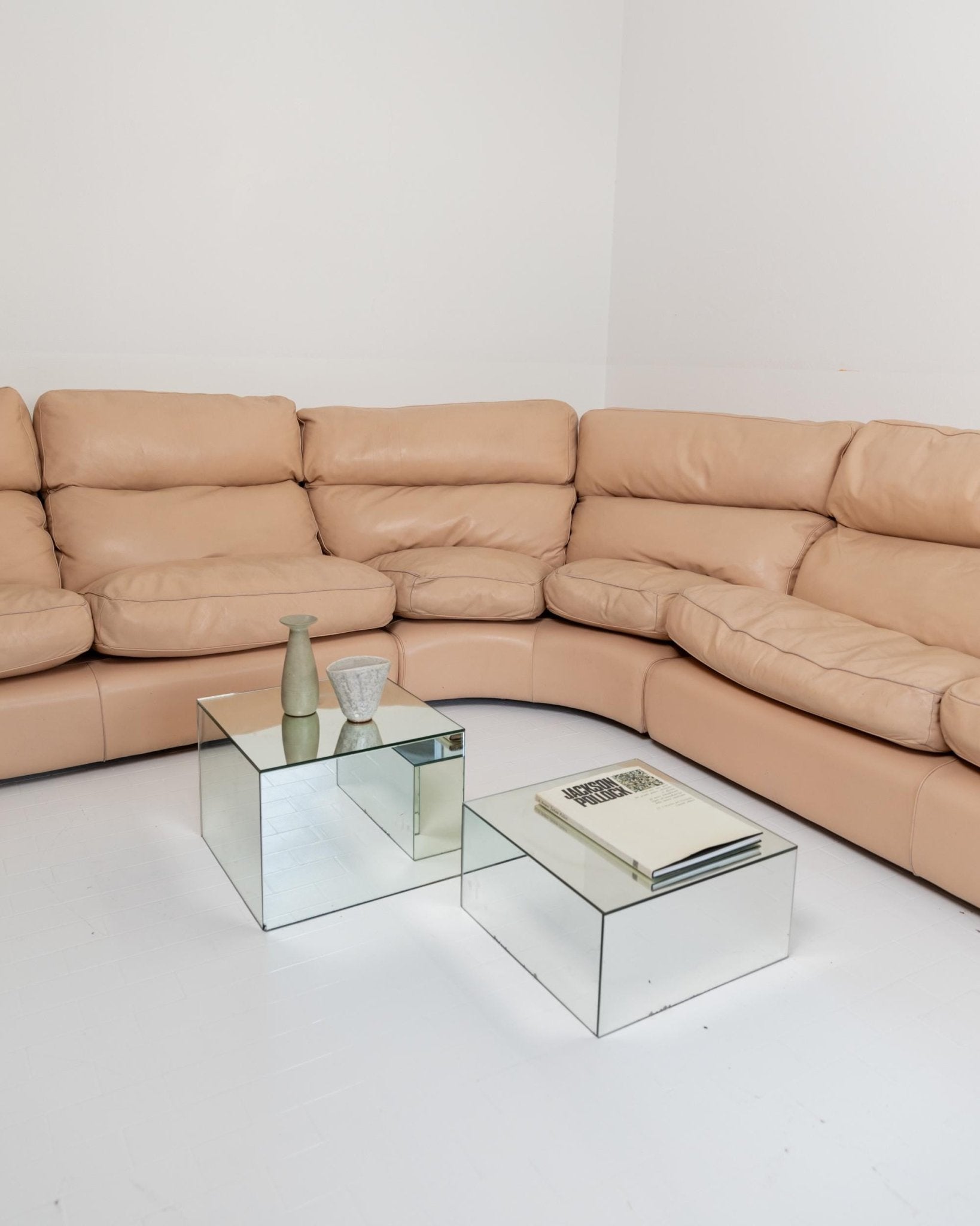 Vintage 1970s Modular Leather Sofa, Blush Colour, by Tito Agnoli for Poltrona Frau, Model Petronio, Mid Century Design, Luxury Furniture_Bottega Jacobs