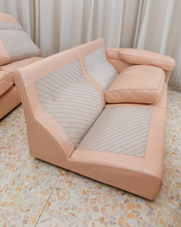 Vintage 1970s Modular Leather Sofa, Blush Colour, by Tito Agnoli for Poltrona Frau, Model Petronio, Mid Century Design, Luxury Furniture_Bottega Jacobs