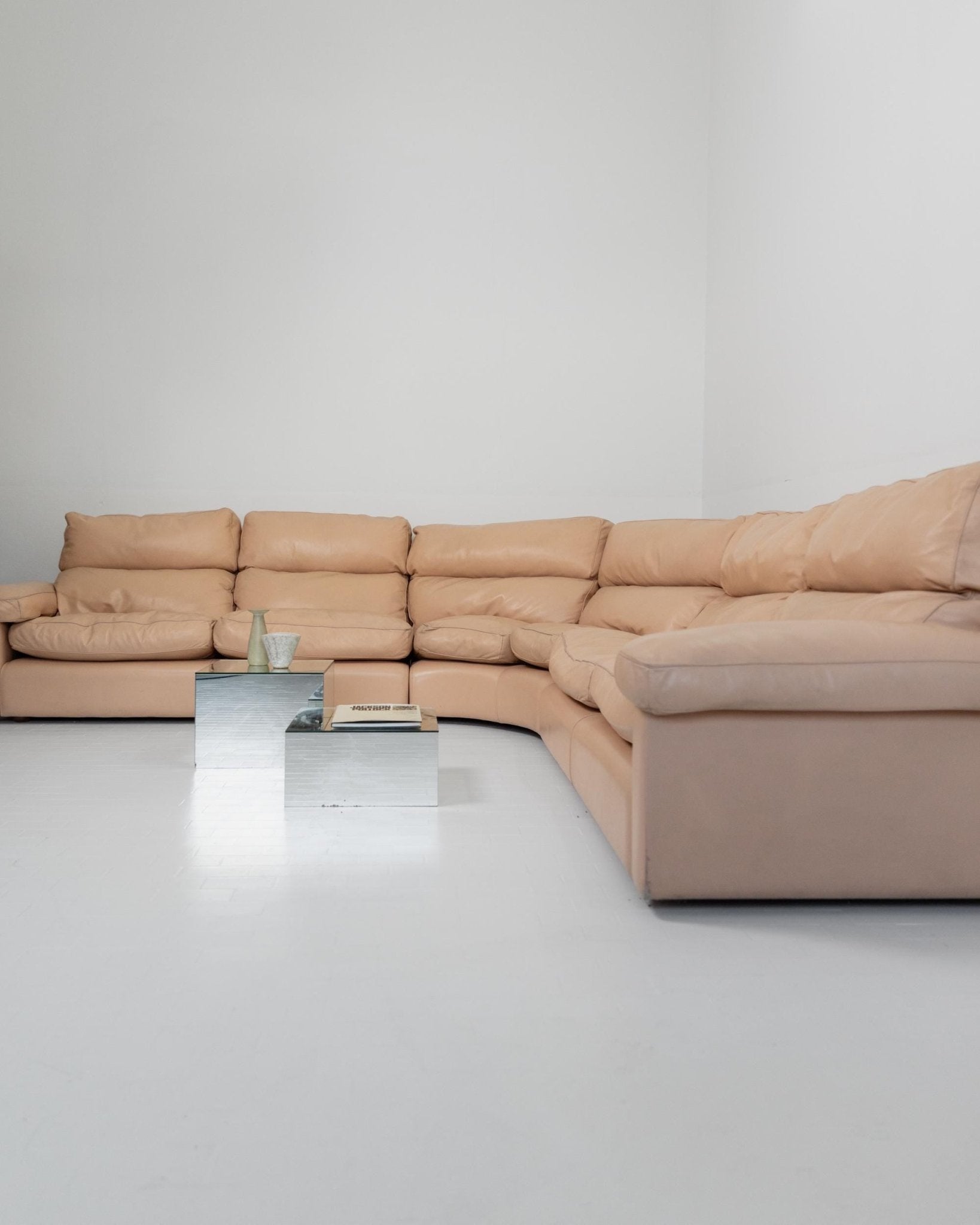 Vintage 1970s Modular Leather Sofa, Blush Colour, by Tito Agnoli for Poltrona Frau, Model Petronio, Mid Century Design, Luxury Furniture_Bottega Jacobs