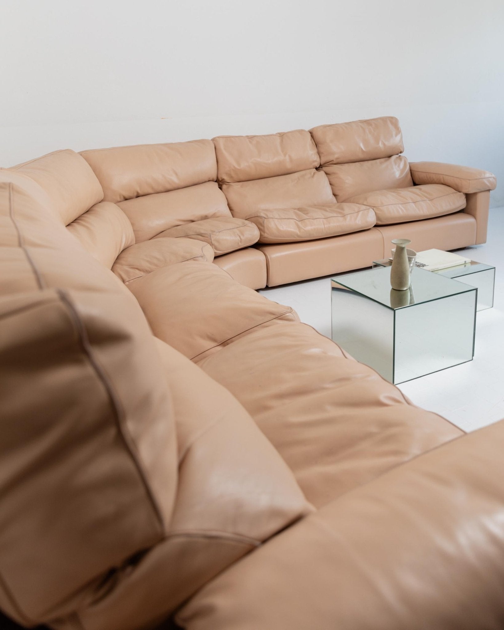 Vintage 1970s Modular Leather Sofa, Blush Colour, by Tito Agnoli for Poltrona Frau, Model Petronio, Mid Century Design, Luxury Furniture_Bottega Jacobs