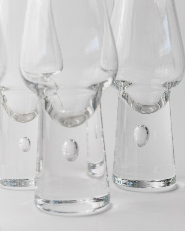 Vintage 1970s Murano Drinking Glasses, Set of 6 with Bubble Stem, Italian Curved Design, Retro Cocktail or Wine Glass, Elegant Gift Idea_Bottega Jacobs