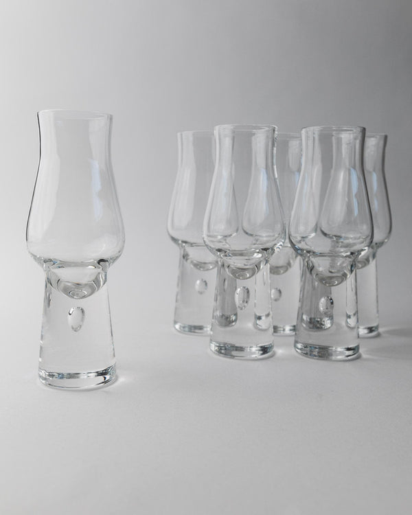 Vintage 1970s Murano Drinking Glasses, Set of 6 with Bubble Stem, Italian Curved Design, Retro Cocktail or Wine Glass, Elegant Gift Idea_Bottega Jacobs