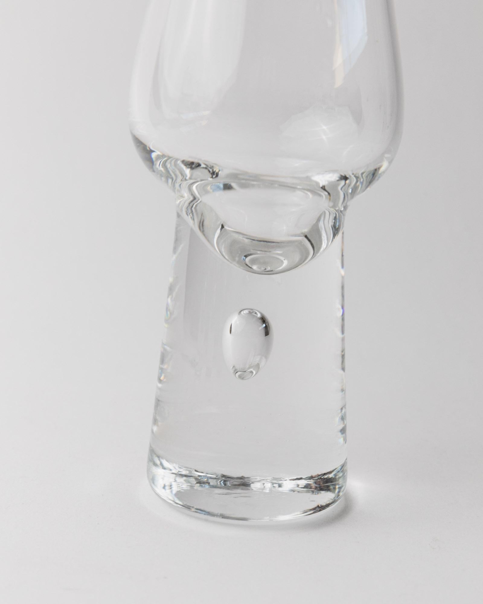 Vintage 1970s Murano Drinking Glasses, Set of 6 with Bubble Stem, Italian Curved Design, Retro Cocktail or Wine Glass, Elegant Gift Idea_Bottega Jacobs