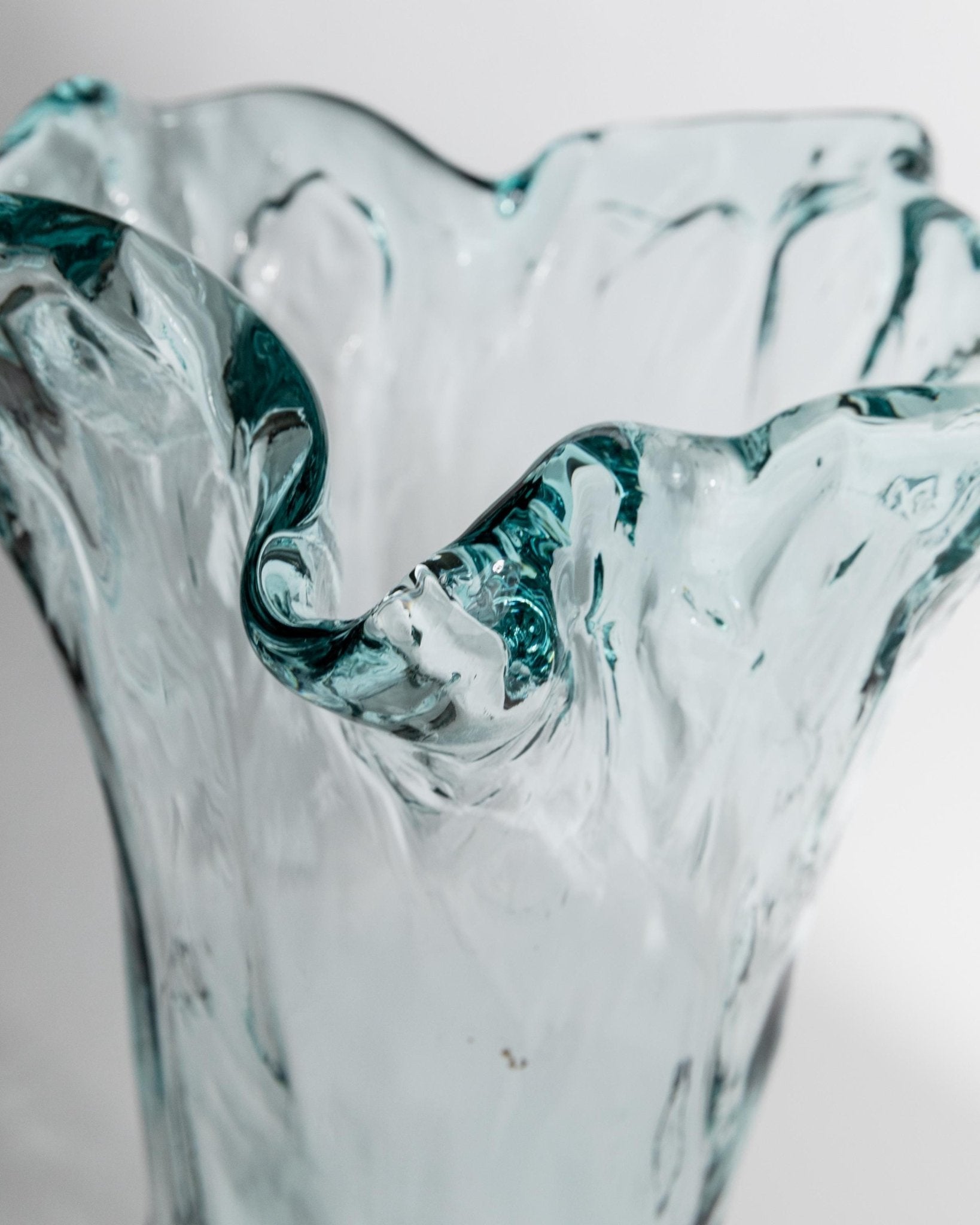 Vintage 1970s Murano Glass Vase, Large Solid Bubble Glass in Bluish Tone, Italian Design, Home Decor, Elegant Gift Idea_Bottega Jacobs