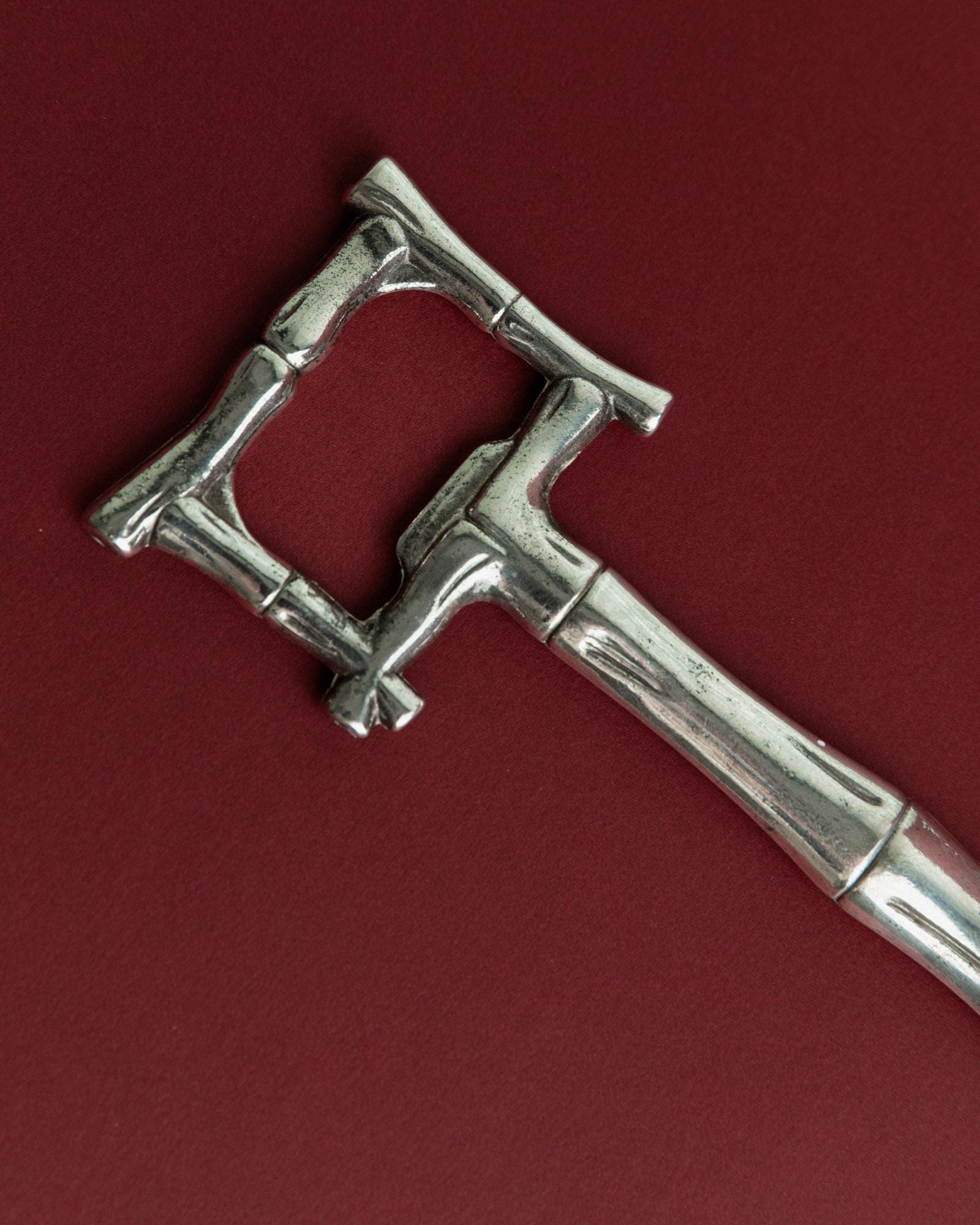Vintage 1970s Silver Plated Bottle Opener, Bamboo Design, Timeless Bar Accessory, Retro Style, Elegant Gift Idea_Bottega Jacobs