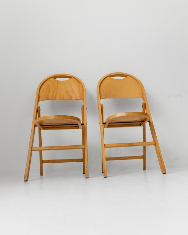 Vintage 1970s Tric Folding Chairs Set of 2, by Achille and Pier Giacomo Castiglioni for Bernini, Light Wood Design Classic, Gift Idea_Bottega Jacobs