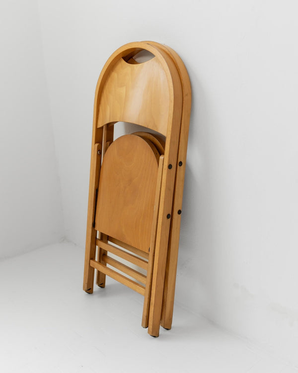 Vintage 1970s Tric Folding Chairs Set of 2, by Achille and Pier Giacomo Castiglioni for Bernini, Light Wood Design Classic, Gift Idea_Bottega Jacobs