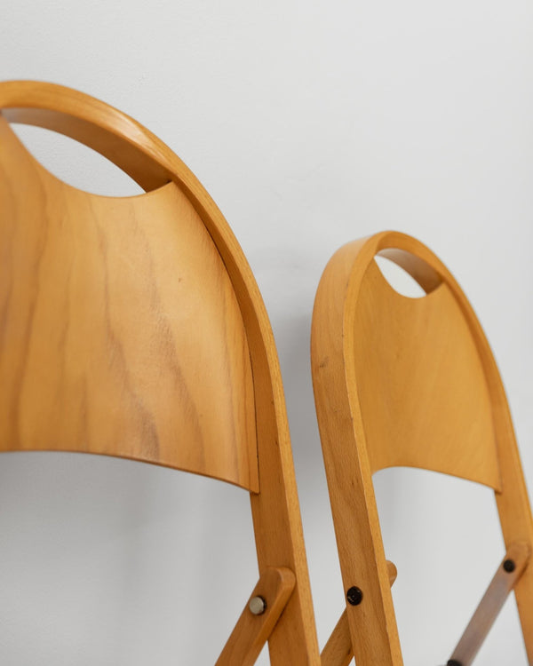 Vintage 1970s Tric Folding Chairs Set of 2, by Achille and Pier Giacomo Castiglioni for Bernini, Light Wood Design Classic, Gift Idea_Bottega Jacobs