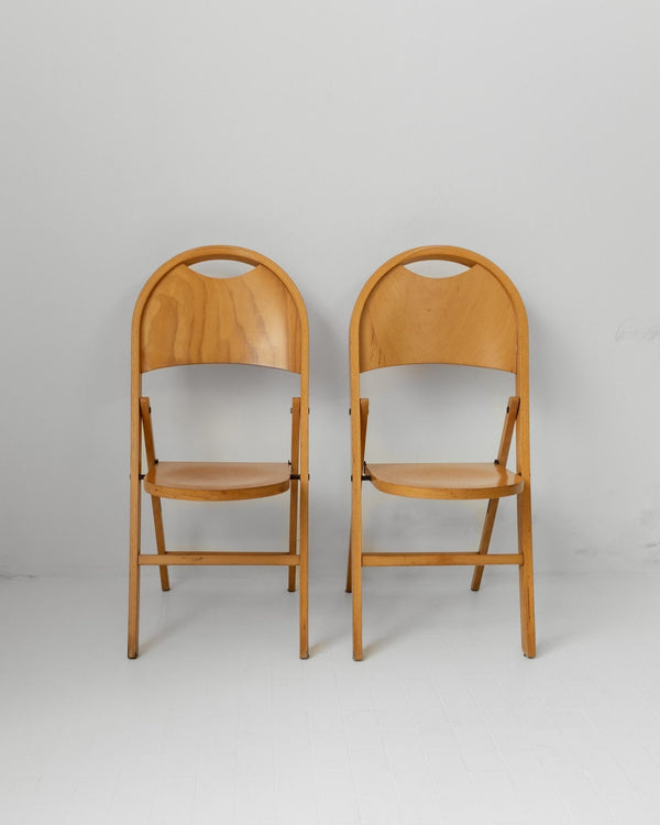 Vintage 1970s Tric Folding Chairs Set of 2, by Achille and Pier Giacomo Castiglioni for Bernini, Light Wood Design Classic, Gift Idea_Bottega Jacobs