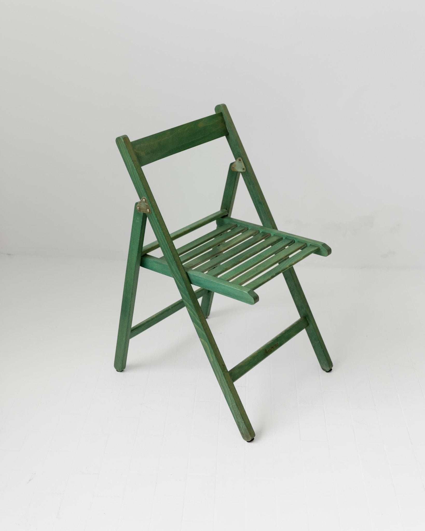 Vintage 1970s Wooden Folding Chair, by Realpina Italy, Green Finish, Practical Functional Design Piece, Retro Seating, Gift Idea_Bottega Jacobs