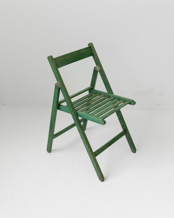 Vintage 1970s Wooden Folding Chair, by Realpina Italy, Green Finish, Practical Functional Design Piece, Retro Seating, Gift Idea_Bottega Jacobs