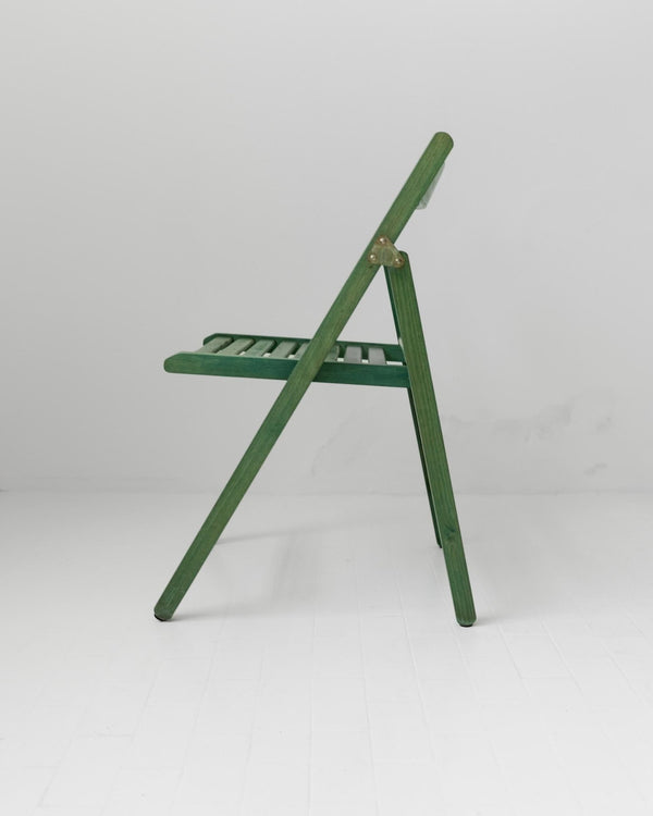 Vintage 1970s Wooden Folding Chair, by Realpina Italy, Green Finish, Practical Functional Design Piece, Retro Seating, Gift Idea_Bottega Jacobs