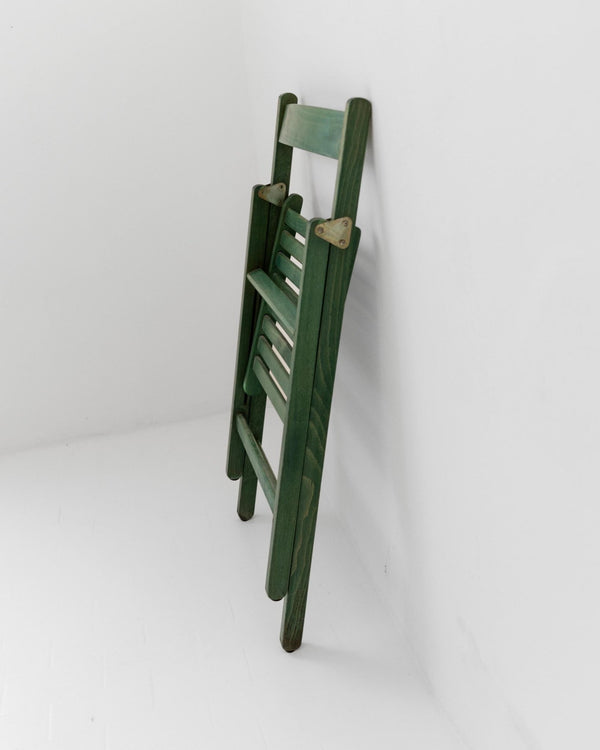 Vintage 1970s Wooden Folding Chair, by Realpina Italy, Green Finish, Practical Functional Design Piece, Retro Seating, Gift Idea_Bottega Jacobs