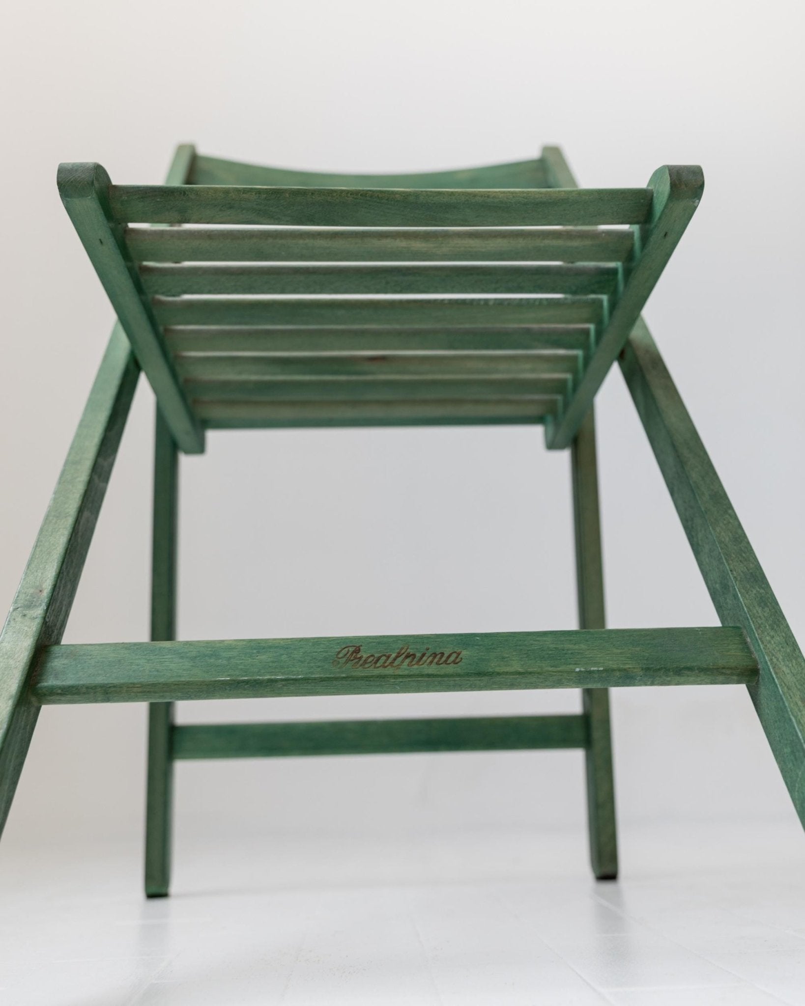 Vintage 1970s Wooden Folding Chair, by Realpina Italy, Green Finish, Practical Functional Design Piece, Retro Seating, Gift Idea_Bottega Jacobs