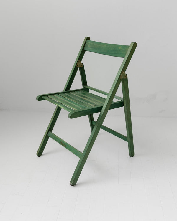 Vintage 1970s Wooden Folding Chair, by Realpina Italy, Green Finish, Practical Functional Design Piece, Retro Seating, Gift Idea_Bottega Jacobs
