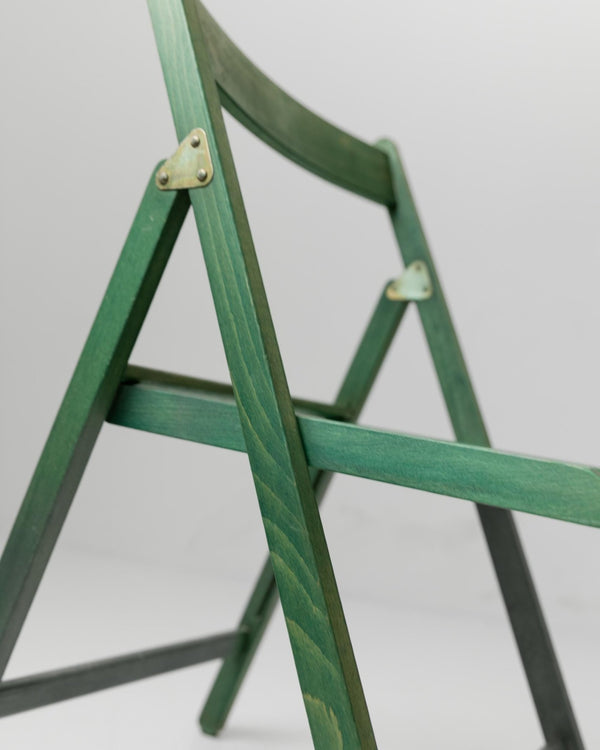 Vintage 1970s Wooden Folding Chair, by Realpina Italy, Green Finish, Practical Functional Design Piece, Retro Seating, Gift Idea_Bottega Jacobs