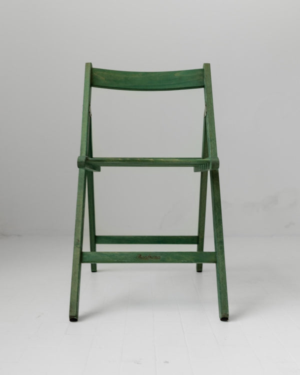 Vintage 1970s Wooden Folding Chair, by Realpina Italy, Green Finish, Practical Functional Design Piece, Retro Seating, Gift Idea_Bottega Jacobs