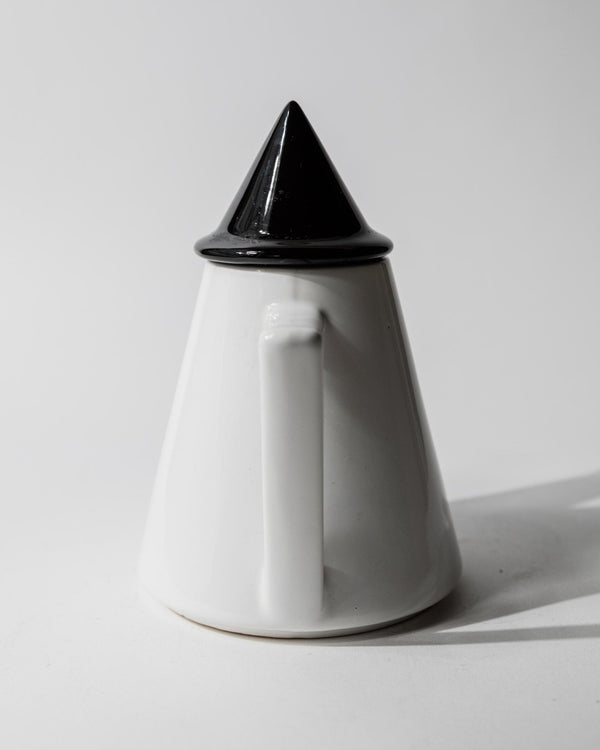 Vintage 1980s Ceramic Coffee or Tea Pot, Memphis Postmodern Design, Black and White Triangle, Sculptural Tableware, Elegant Gift Idea_Bottega Jacobs
