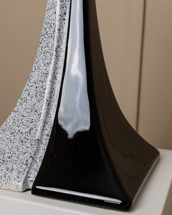 Vintage 1980s Ceramic Lamp – Black and White, Handmade in Italy, Memphis Style Modern, Retro Home Decor, Bedside Lamp, Vintage - Gift Lights - Bottega Jacobs