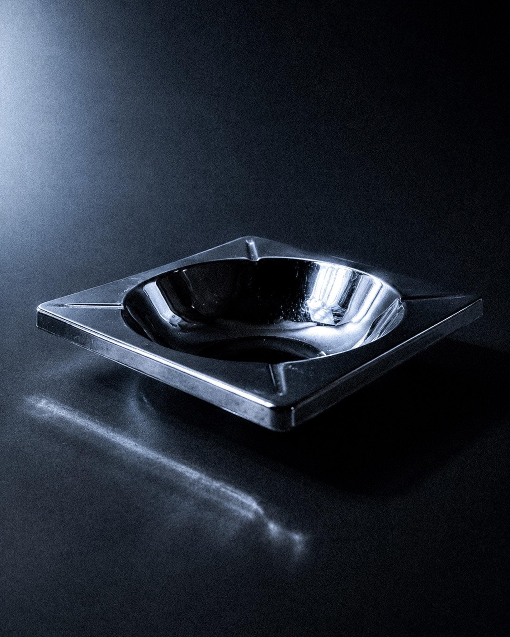 Vintage 1980s Chrome Ashtray, Large Square Brutalist Design, Sculptural Table Accent, Decorative Modernist Object, Elegant Gift Idea_Bottega Jacobs