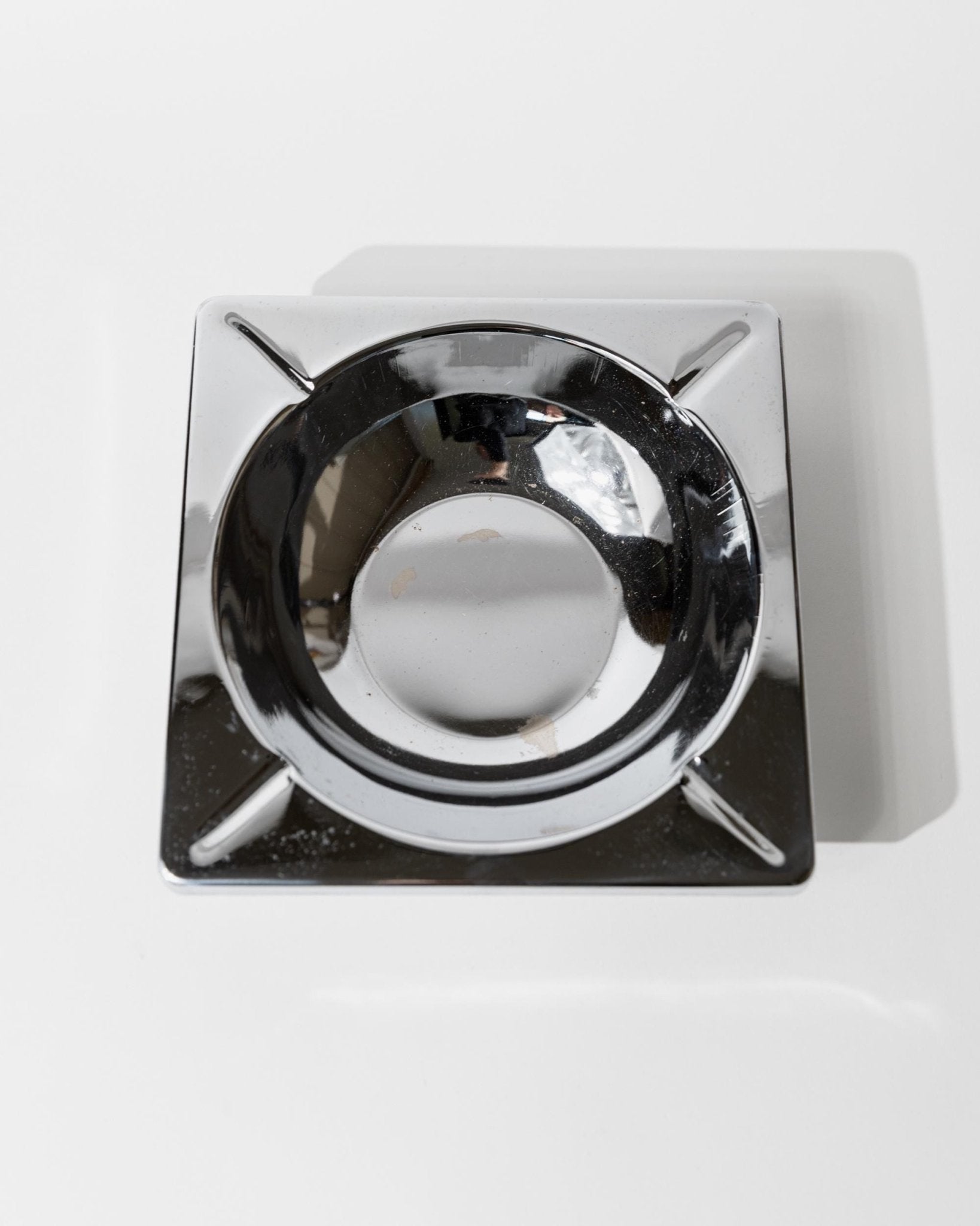 Vintage 1980s Chrome Ashtray, Large Square Brutalist Design, Sculptural Table Accent, Decorative Modernist Object, Elegant Gift Idea_Bottega Jacobs