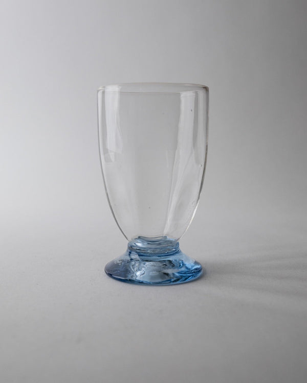 Vintage 1980s Drinking Glasses Set of 6, Clear Glass with Blue Stems, for Wine, Cocktails or Water, Elegant Tableware, Timeless Gift Idea_Bottega Jacobs