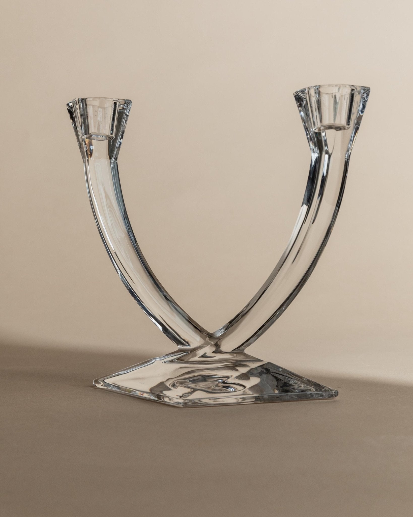 Vintage 1980s Glass Candleholder, For Two Candles, Classic Design by Corba Italy, Table Decor, Elegant Gift Idea_Bottega Jacobs