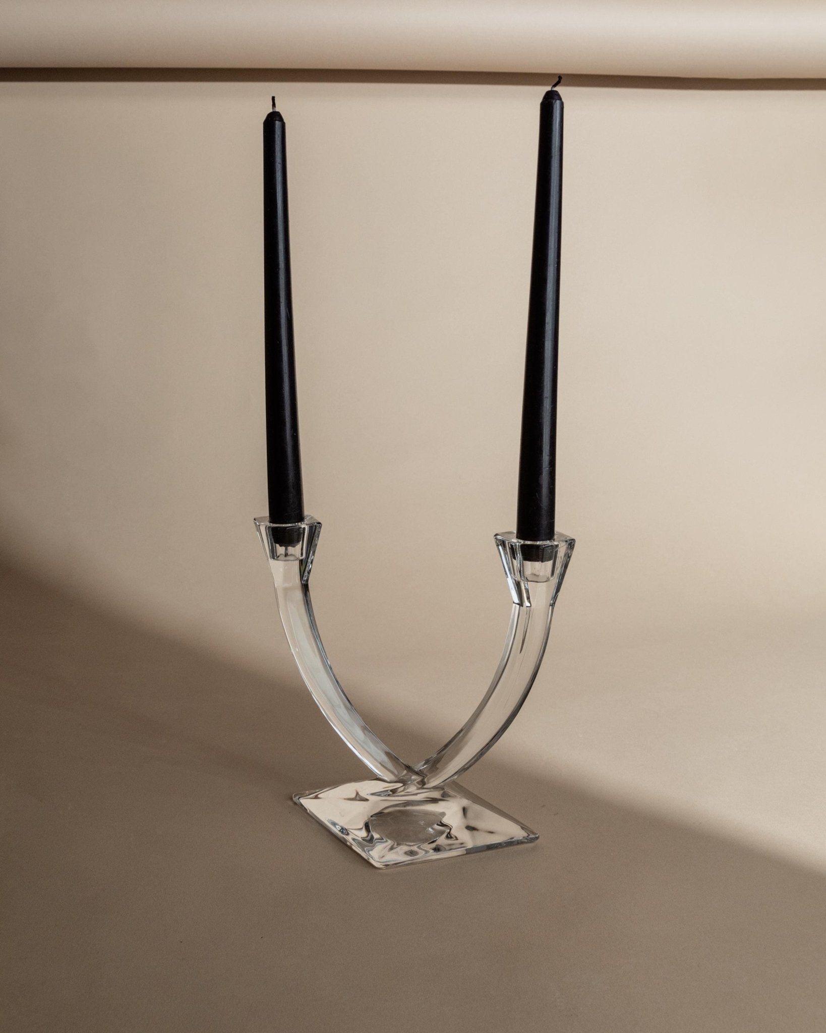 Vintage 1980s Glass Candleholder, For Two Candles, Classic Design by Corba Italy, Table Decor, Elegant Gift Idea_Bottega Jacobs