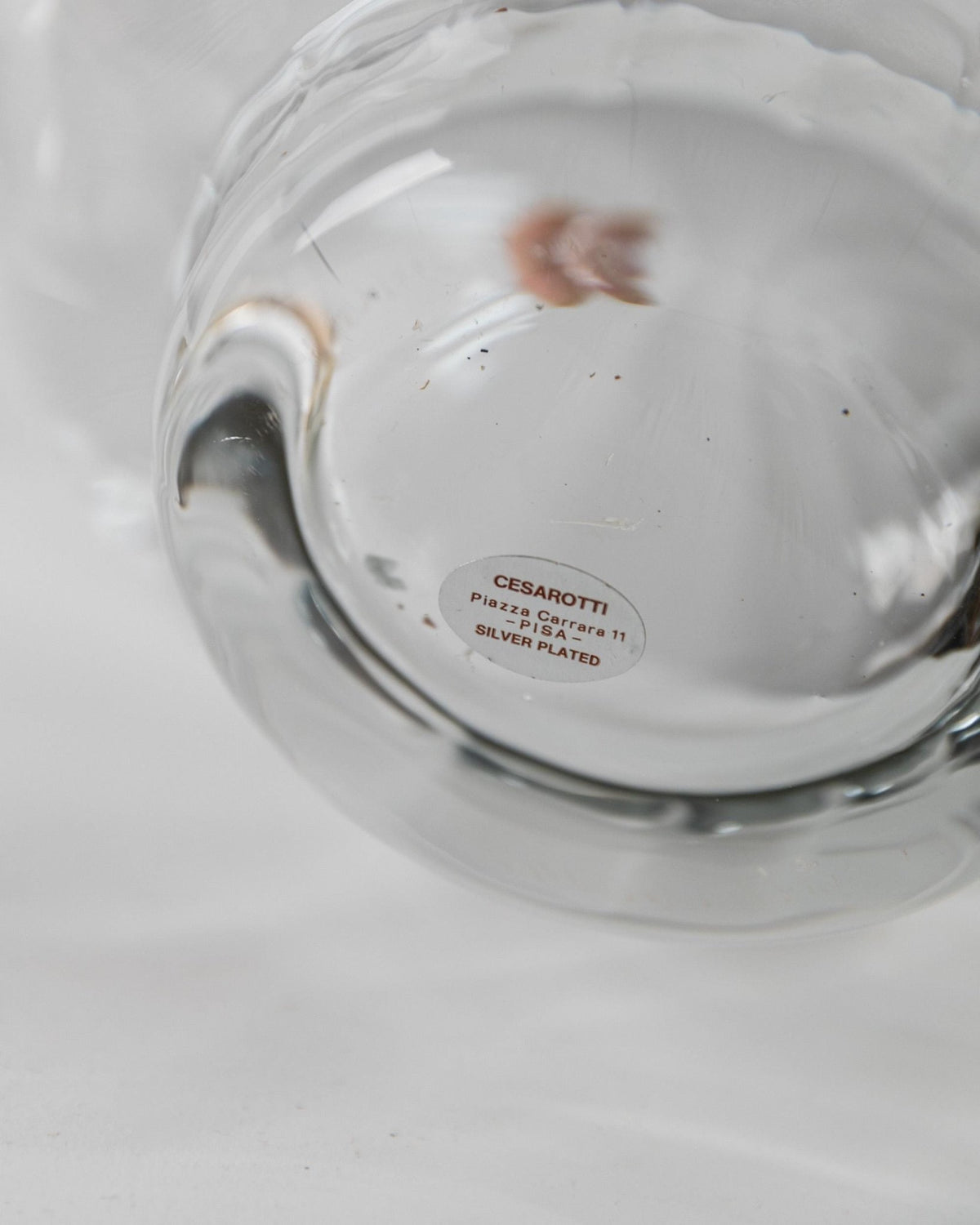 Vintage 1980s Large Glass Vase, Clear Glass with Fine Linear Pattern and Silver Plated Details, Elegant Sculptural Flower Vase, Gift Idea_Bottega Jacobs