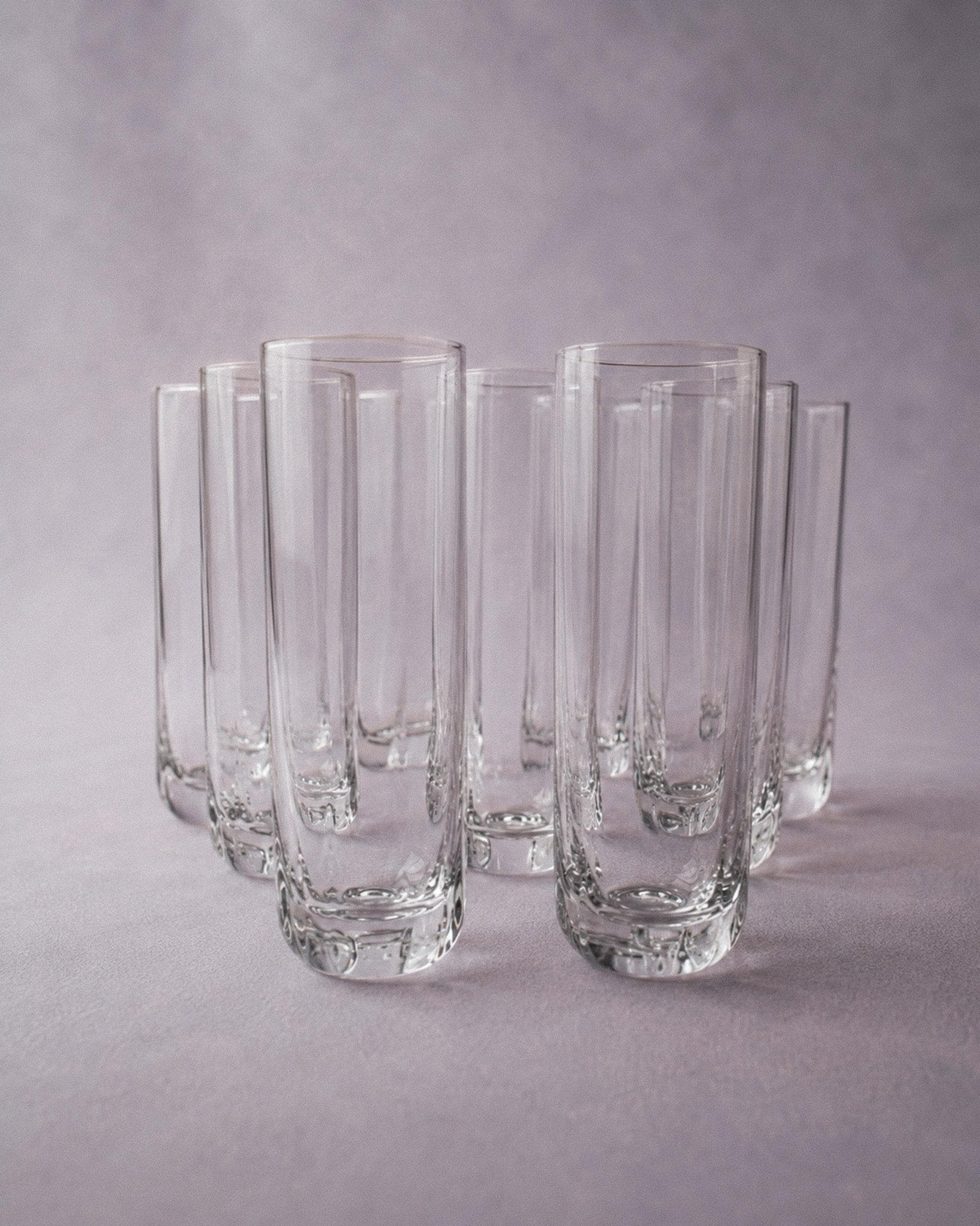 Vintage 1980s Murano Drinking Glasses Set of 9, Octagonal Art Glass Form, Classic Decorative Italian Tableware, Elegant Gift Idea_Bottega Jacobs