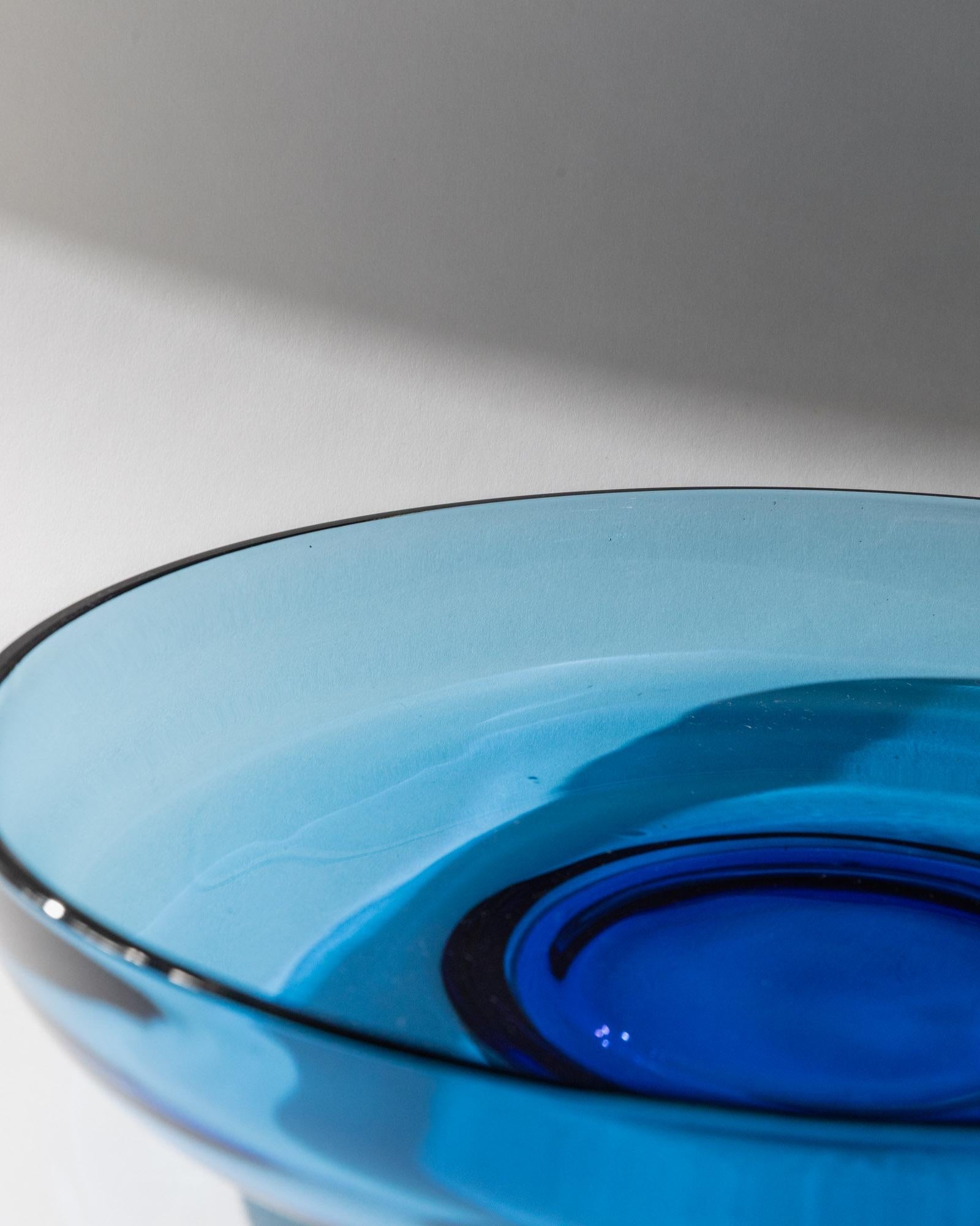 Vintage 1980s Murano Glass Bowl Large, Royal Blue, Timeless Design, Italian Art Glass, Elegant Fruit Bowl, Retro Gift Idea_Bottega Jacobs