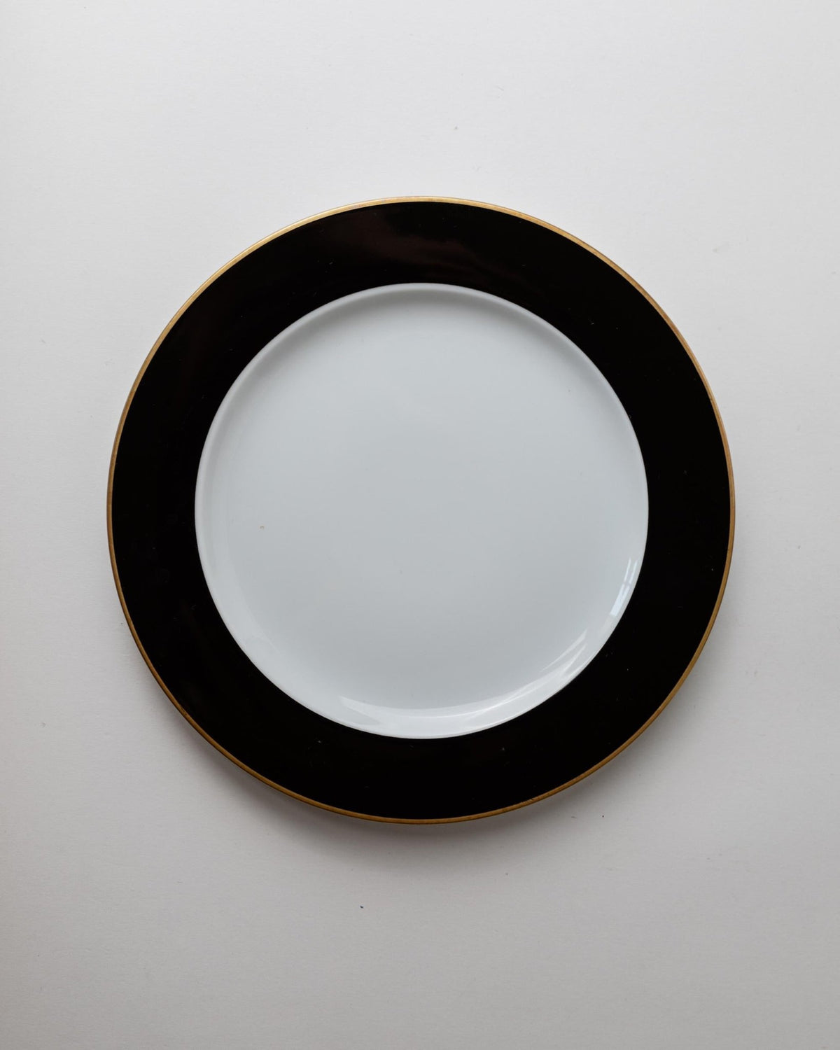 Vintage 1980s Porcelain Dinnerware Set for 12, Black White with Gold Rim by Eschenbach Bavaria Germany, Classic Elegant Tableware, Gift Idea_Bottega Jacobs