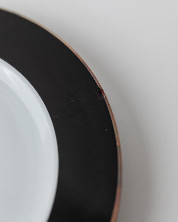 Vintage 1980s Porcelain Dinnerware Set for 12, Black White with Gold Rim by Eschenbach Bavaria Germany, Classic Elegant Tableware, Gift Idea_Bottega Jacobs