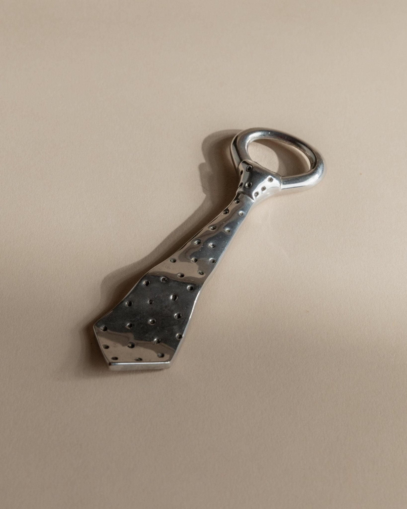 Vintage 1980s Silver Plated Bottle Opener, Tie Shape Design with Polka Dots, Mid Century Style, Retro Bar Decor, Elegant Gift Idea_Bottega Jacobs