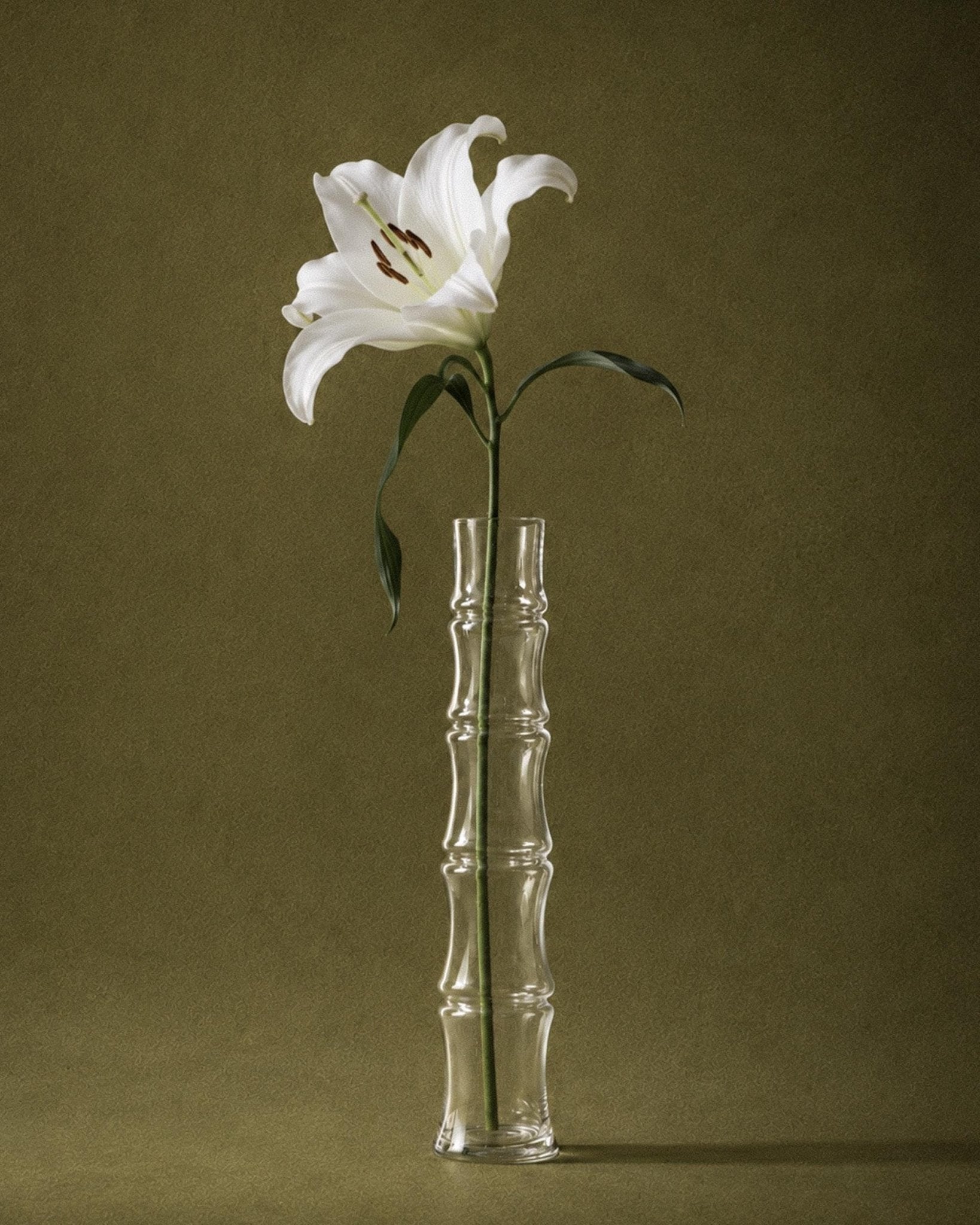 Vintage 1980s XL Glass Vase, Bamboo Shaped Italian Design, Sculptural Decorative Flower Vase, Elegant Home Decor, Timeless Gift Idea_Bottega Jacobs