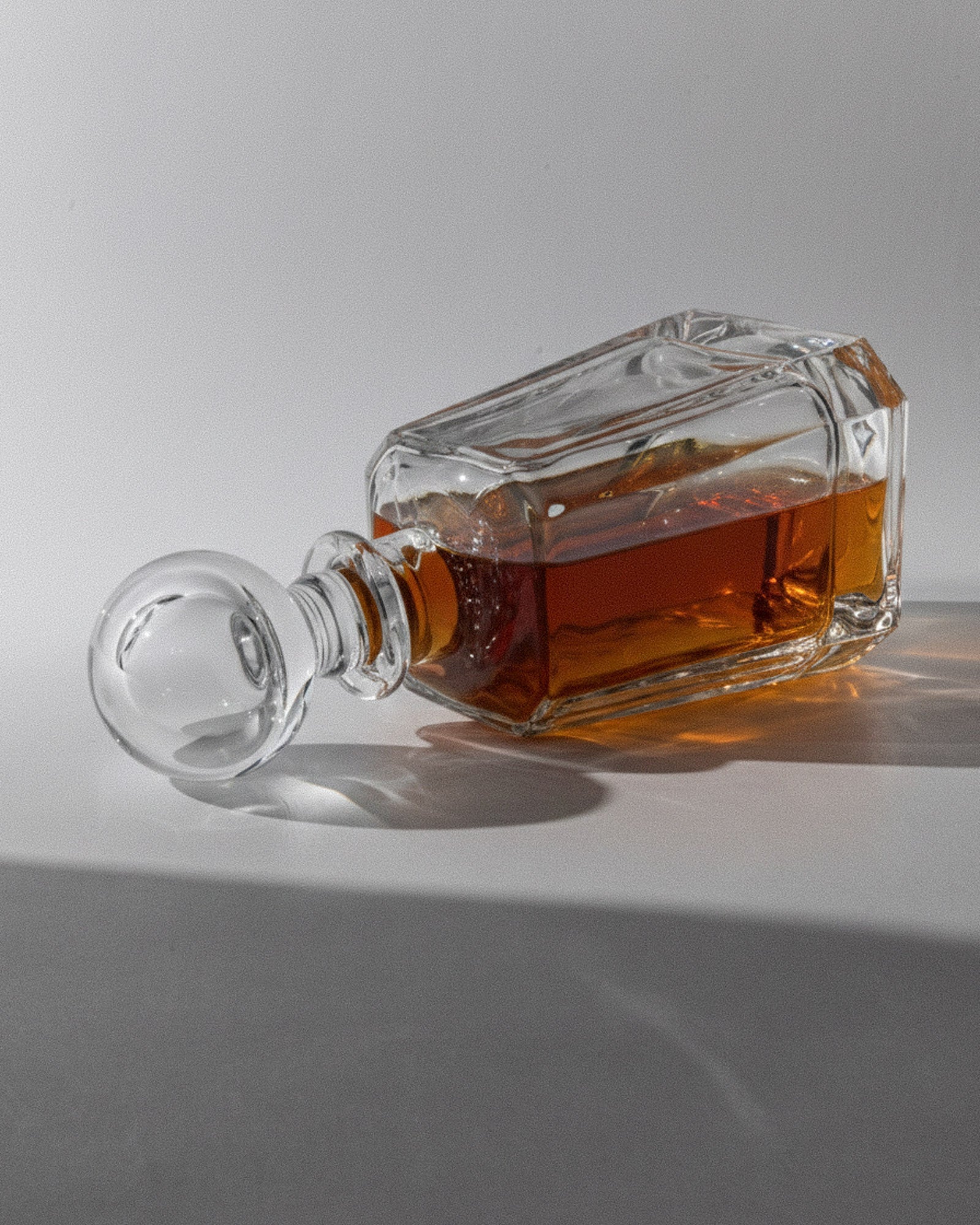 Vintage 1990s Murano Glass Decanter, Heavy Clear Glass with Sphere Stopper, Sculptural Italian Design, Elegant Bar Accessory, Gift Idea_Bottega Jacobs