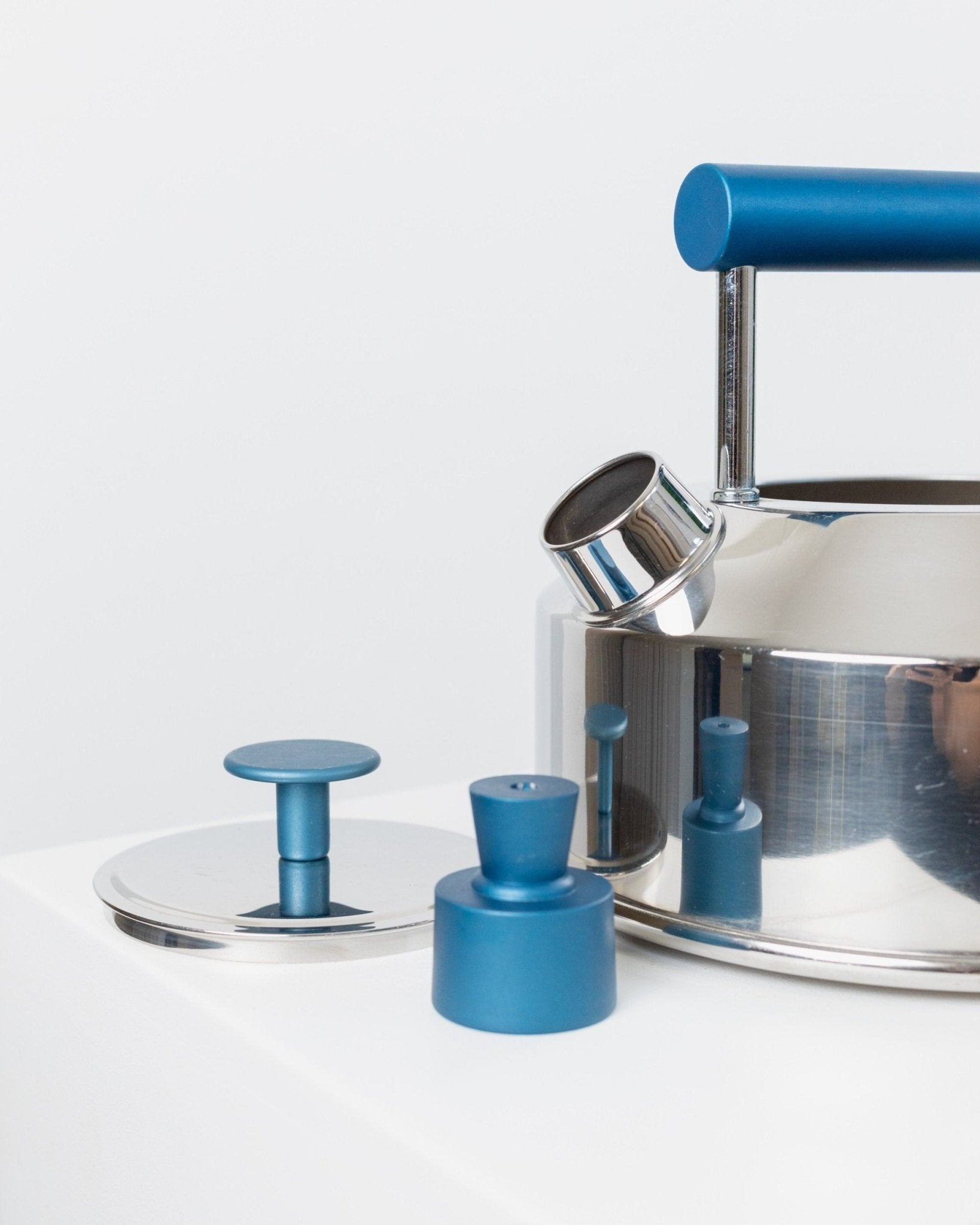 Vintage 80s Prandelli stainless steel kettle - Italian design by Raunkjaer Kjaergaard - Memphis style tea kettle - Bottega Jacobs
