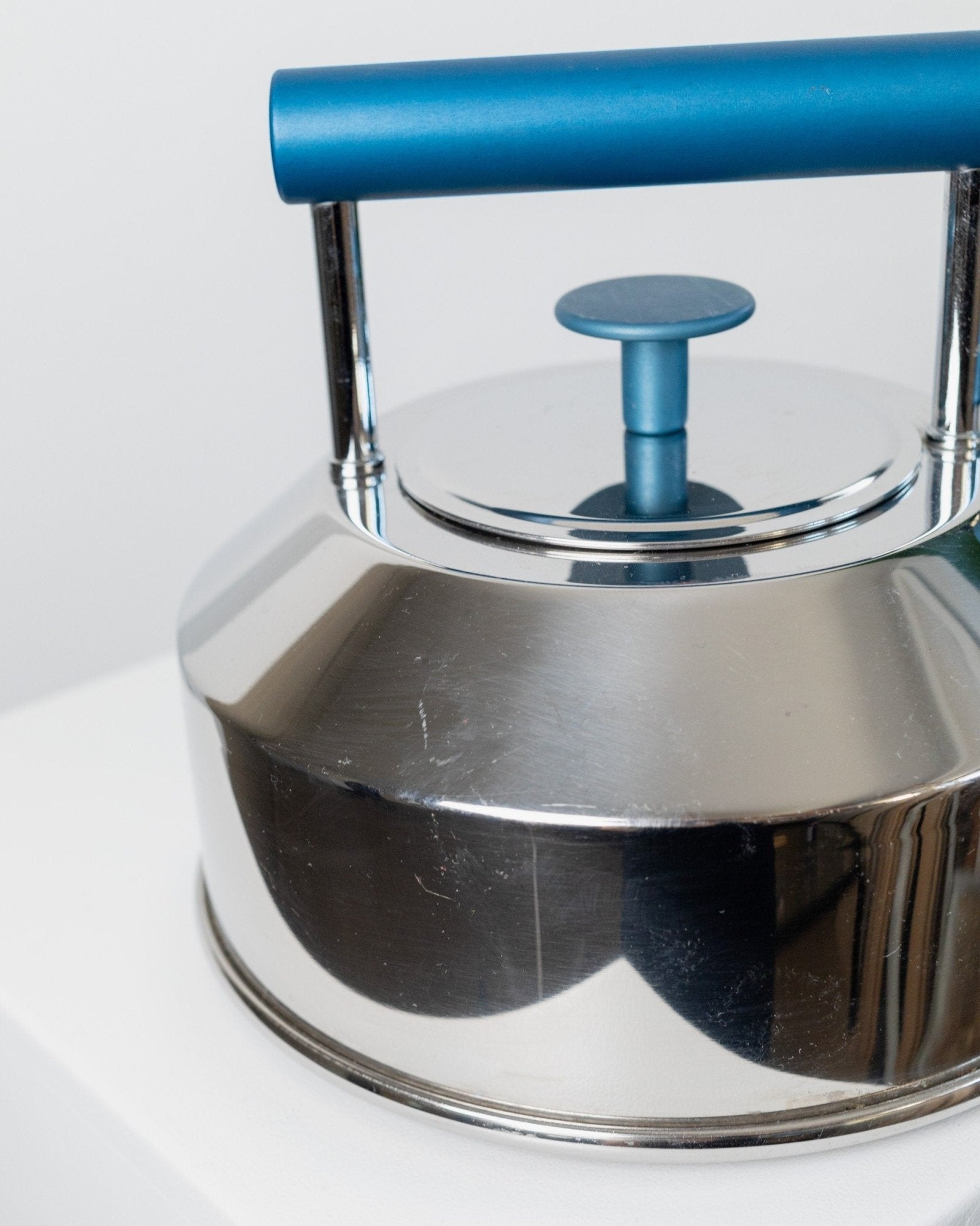 Vintage 80s Prandelli stainless steel kettle - Italian design by Raunkjaer Kjaergaard - Memphis style tea kettle - Bottega Jacobs