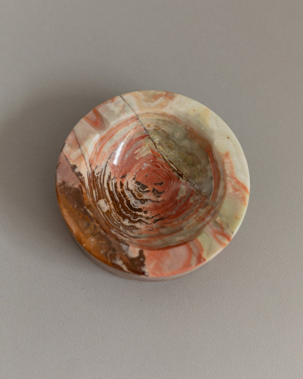 Vintage ashtray onyx stone - solid, green beige brown marbled - design Italy 1970s - gift idea elegant, retro decoration table - Bottega Jacobs
