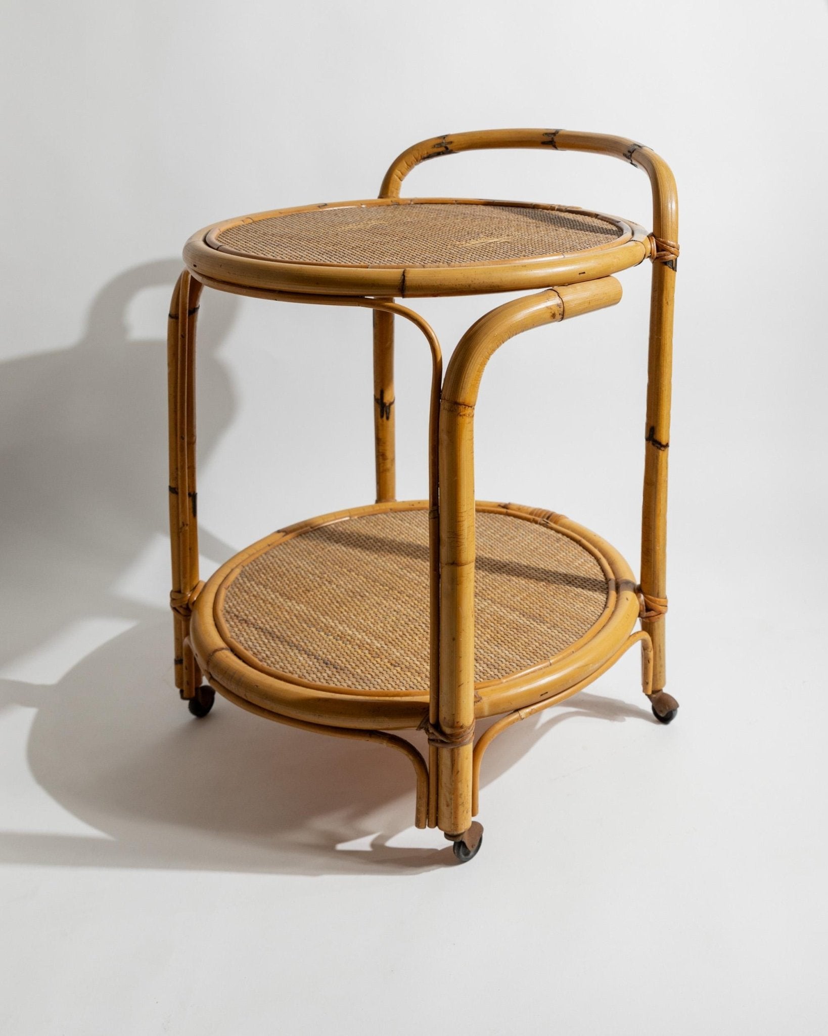 Vintage Bamboo Bar - or Serving Cart by Dal Vera - Mid Century Italy 1970s - Decorative Storage for Kitchen or Living Spaces, Gift Idea_Bottega Jacobs