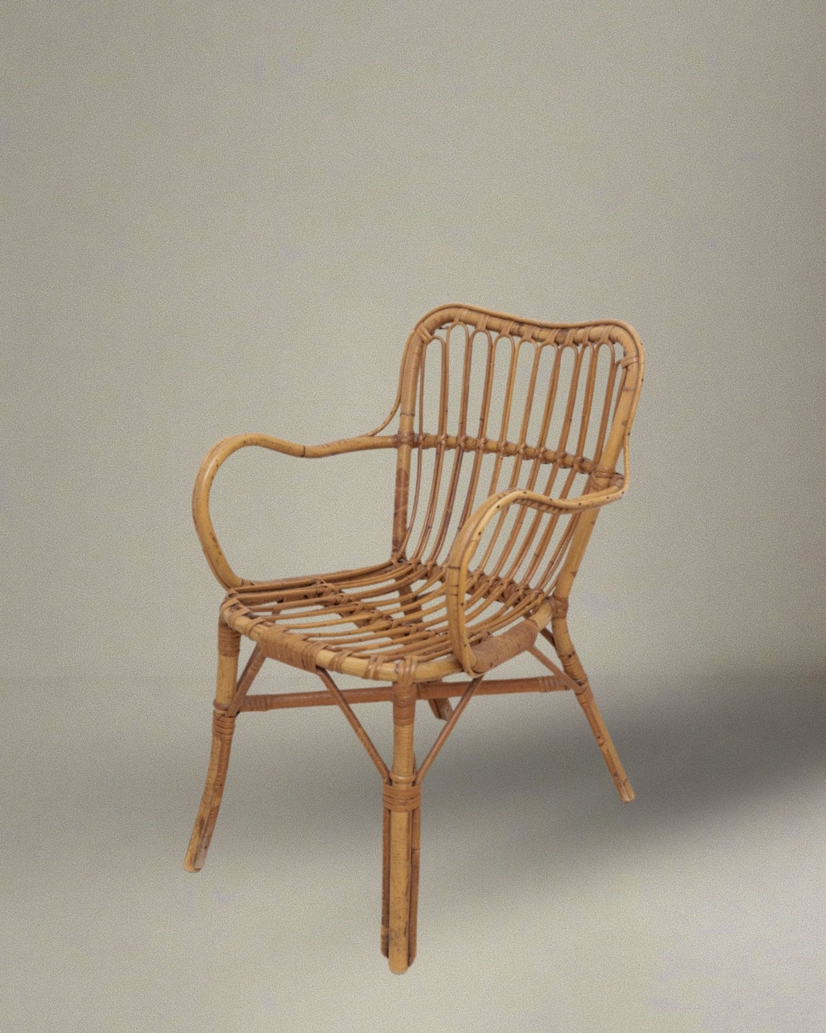 Vintage basket chair - dining room armchair made of bamboo and rattan - Florida Style - Made in Italy 1970s_Bottega Jacobs