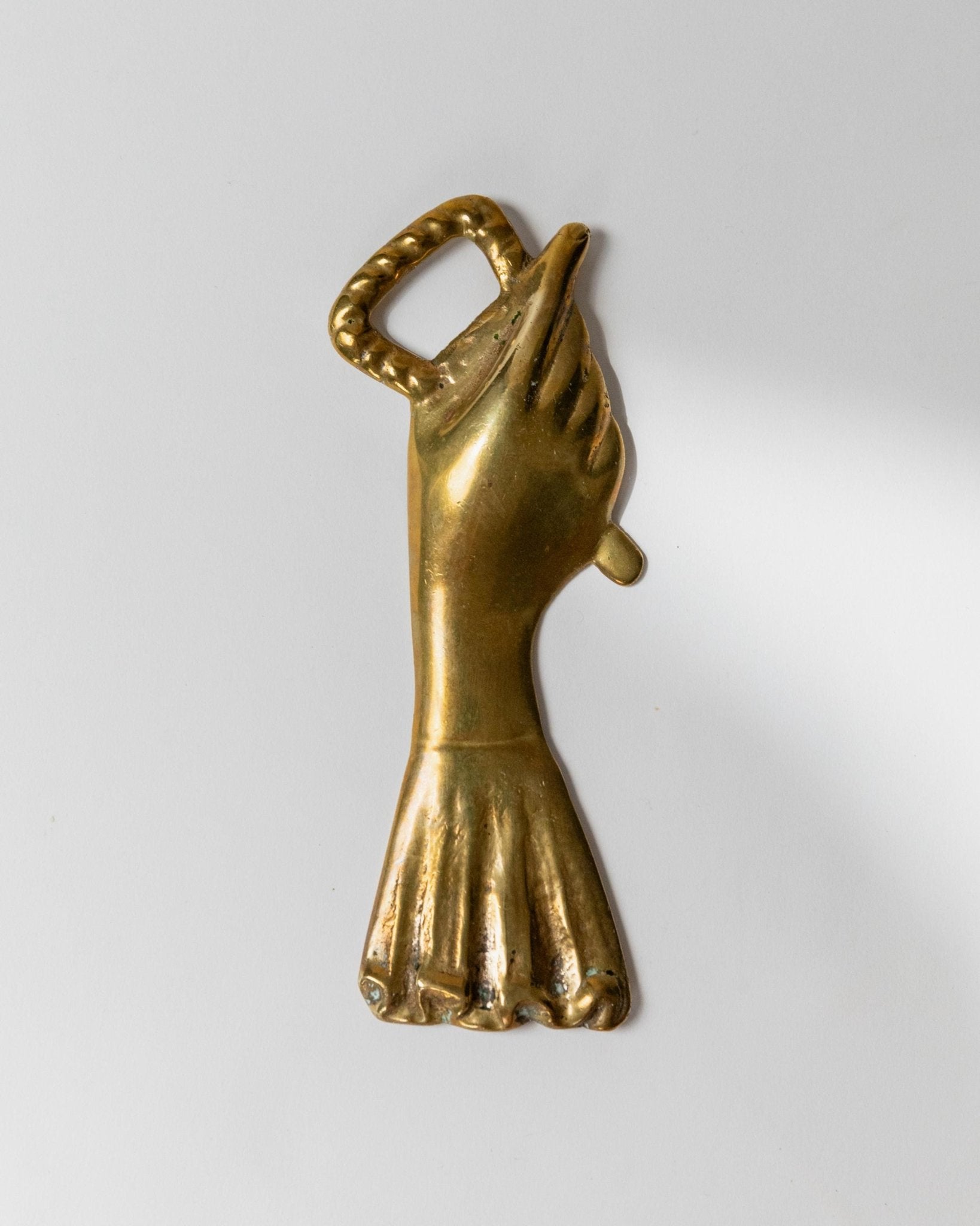 Vintage Bottle Opener Massive Brass - Hand and Sleeve Shape - Design CEG Italy 1950s - Christmas Gift Idea Elegant, Retro Bar Decoration_Bottega Jacobs