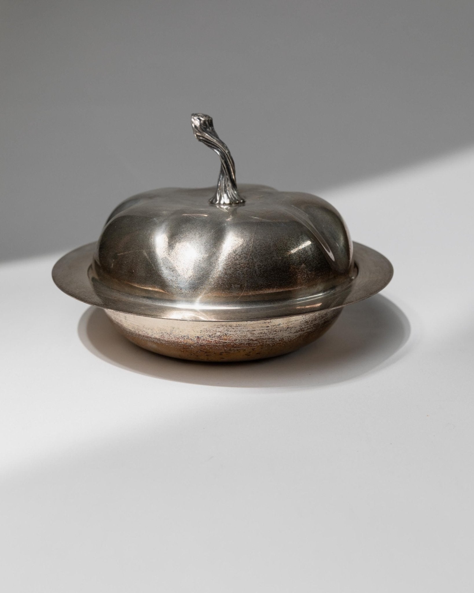 Vintage Bowl with Lid Silver Plated - Pumpkin Shape Design 1940s - Elegant Decoration Centerpiece - Gift Idea Retro, Christmas Table Decor_Bottega Jacobs