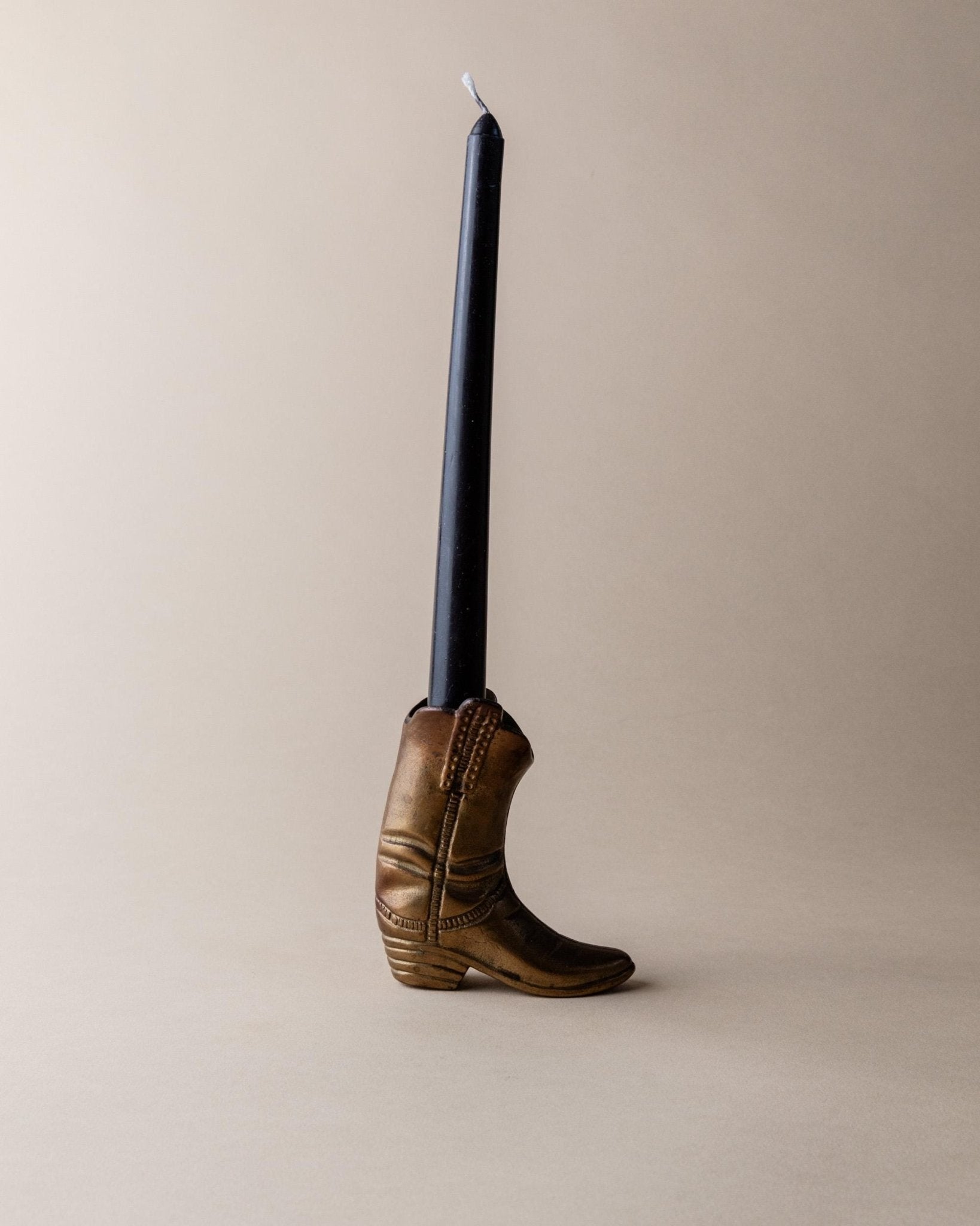 Vintage Brass Cowboy Boot Figurine - As Vase or Candle Holder - Italy 1980s - Table Decor, Unique Gift Idea_Bottega Jacobs