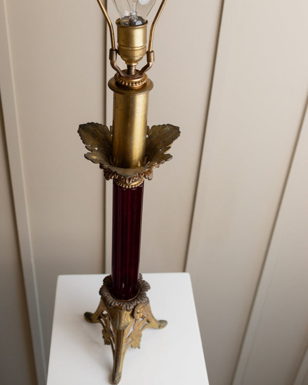 Vintage brass table lamp, classic Empire design lamp from 1910 in Hollywood Regency style, made in USA - Bottega Jacobs