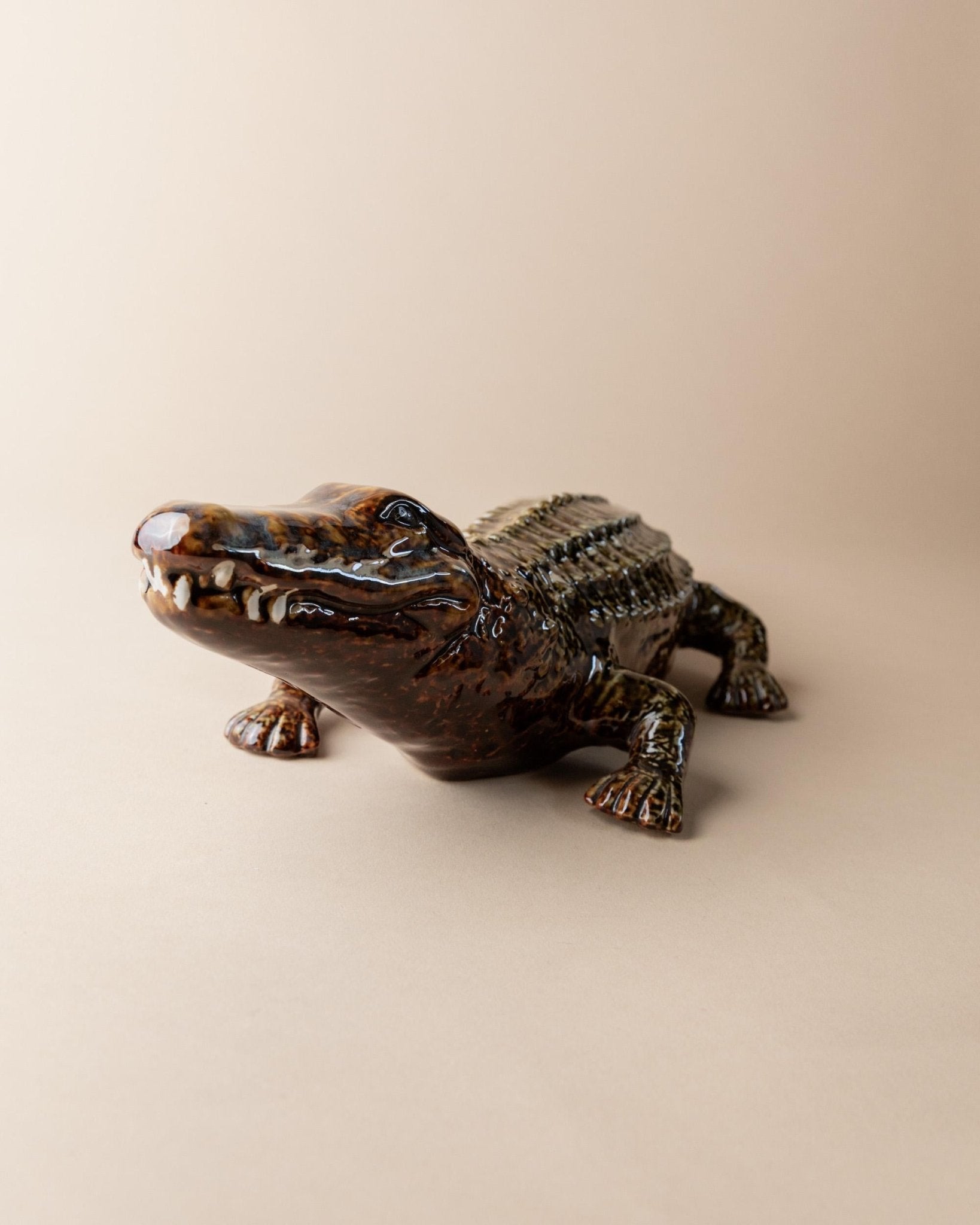 Vintage Ceramic Crocodile Sculpture - Multicolored Glaze, by Coccodrillo Italy 1960s - Very Decorative, Collector's Item, Gift Idea_Bottega Jacobs